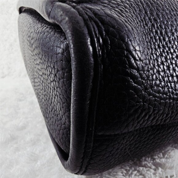 BRIGHTON Black Pebble and Black Croc Embossed Leather Shoulder Bag Braided Strap - Picture 11 of 16